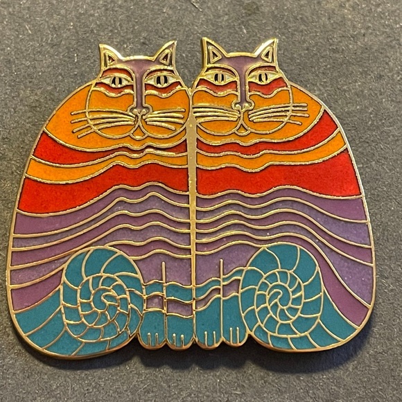 Laurel Burch Jewelry - Iconic Laurel Burch “Rainbow Cats” Enamel Brooch.